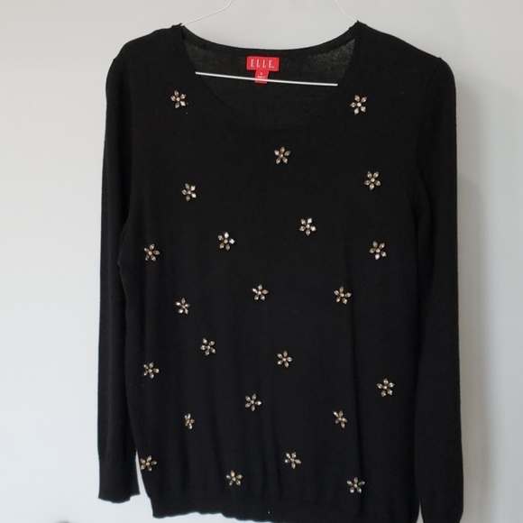 Elle Sweaters - Black & Rhinestone Sweater